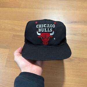 Vintage 90's Chicago Bulls Michael Jordan Black Red Basketball Snapback Hat Cap